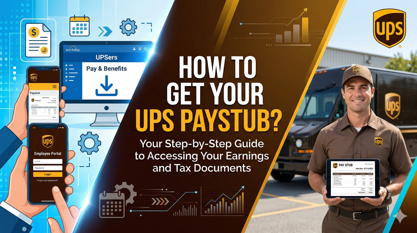 How to get UPS pay stubs?